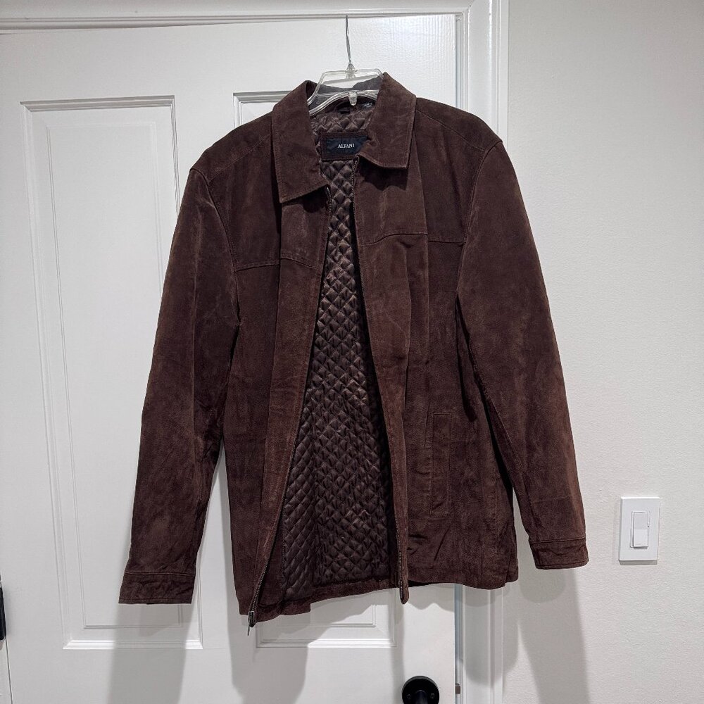 Worn Only Once - Mens 100% Suede Chocolate Brown Jacket - Large